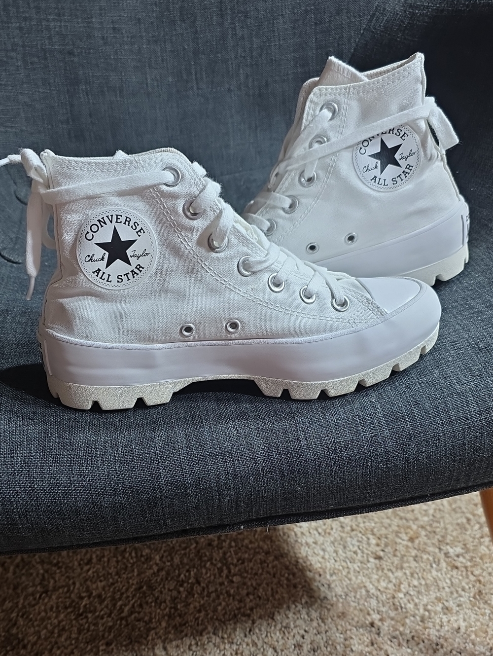 Converse White High-Top Lugged Canvas Sneakers